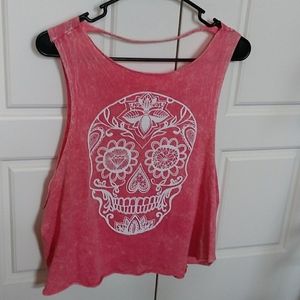 🎈3/$10 Papaya sugar skull cotton muscle tee